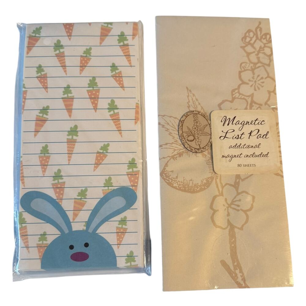 Noteworthy & DGI Floral and Carrot Bunny Magnetic Notepads 80 Sheets